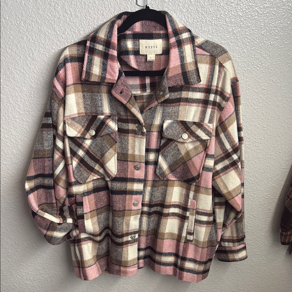 HYFVE Pink and Brown Plaid Shirt